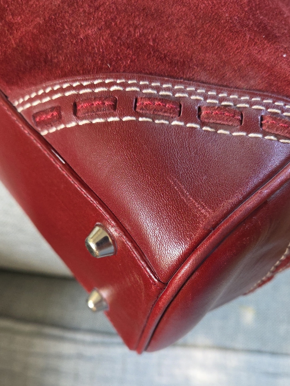 COACH 2007 Burgundy Suede Hamptons Satchel Crossbody Bag w/Wristlet - Picture 12 of 16